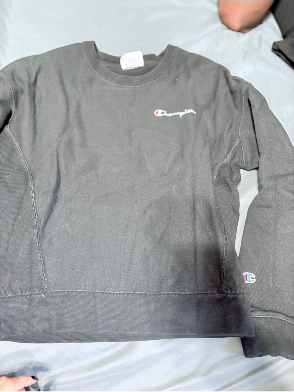Champion Black Crewneck Sweatshirt with Small Script Logo